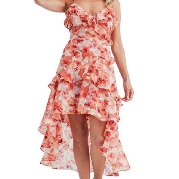 Lush Floral Ruffle High-Low Dress - Picture 1 of 11